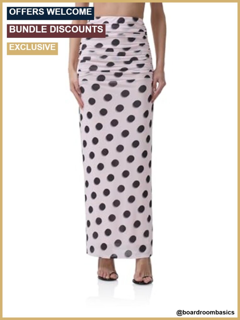 High Rise Maxi Bodycon Skirt Ruched Waist Pull On Lined